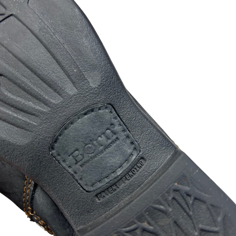 Born Tall Fold-Over Leather Riding Boots in Black with Gray Trim - Picture 13 of 15